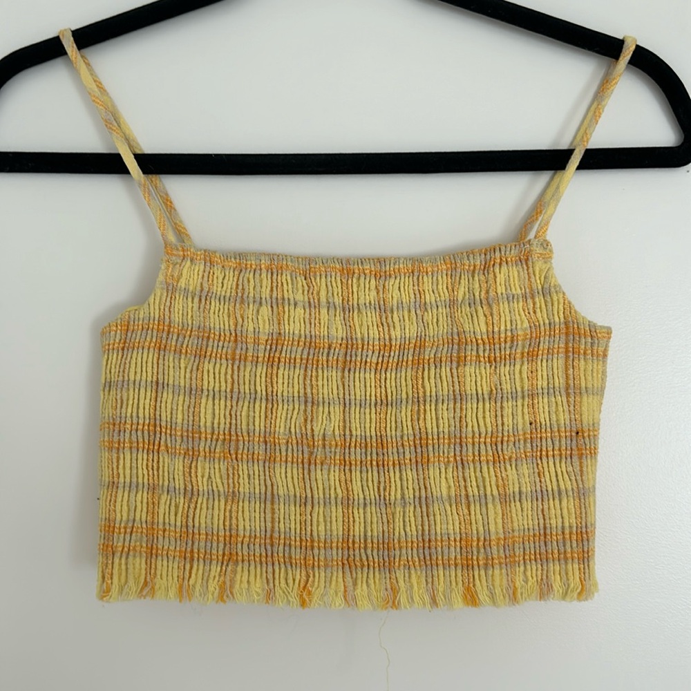 Yellow plaid crop top